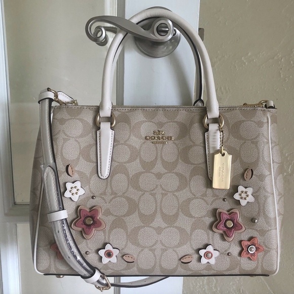 Coach Handbags - Coach Surrey Satchel Signature Floral Apliqué